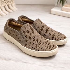 Sofft Somers II Metallic Taupe Leather Perforated Slip On Loafer Women's Size 11